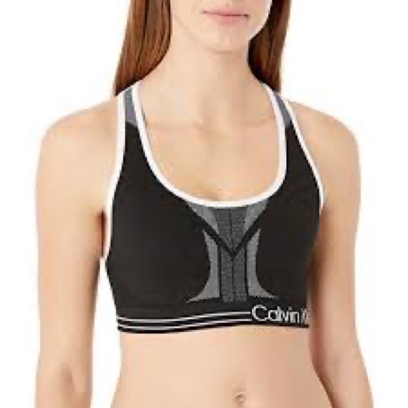 Calvin Klein Performance sports bra black with white detailing size XL - Picture 1 of 4